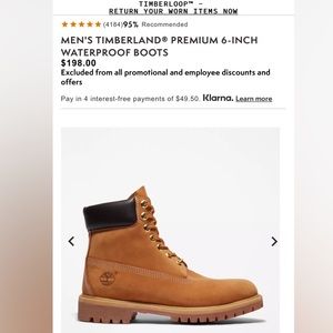 🚨SOLD🚨MEN'S TIMBERLAND® PREMIUM 6-INCH WATERPROOF BOOTS